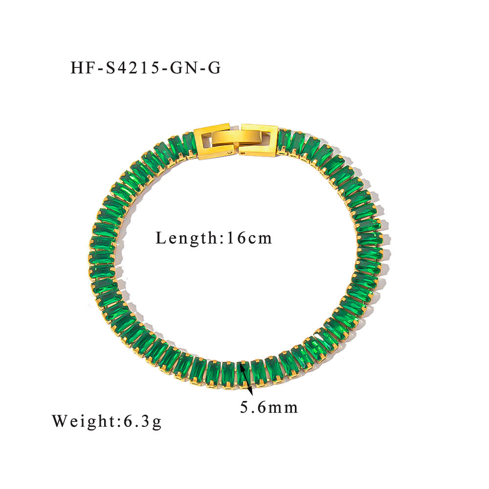 Stainless steel color zircon tennis chain