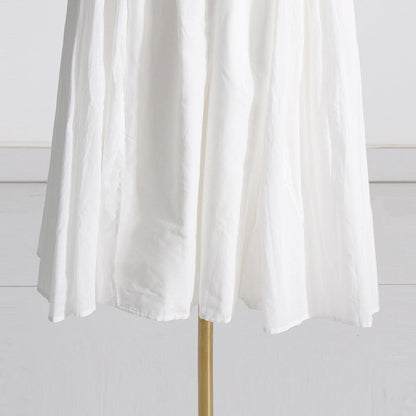 Pleated suspender long solid color full skirt dress