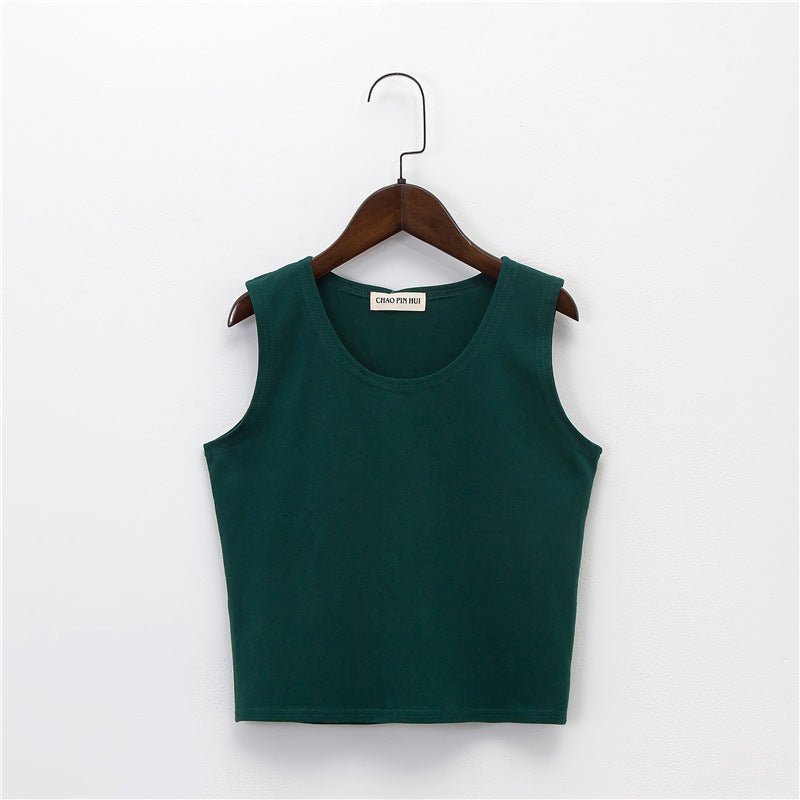 Bottoming sleeveless suspender sports midriff-baring vest