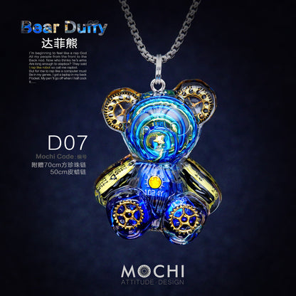 Creative Cyberpunk Duffy Bear Couple Necklace Sweatshirt Pendant