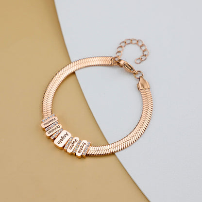 Flat snake bone chain diamond engraving bracelet
