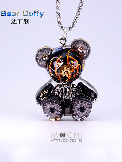 Creative Cyberpunk Duffy Bear Couple Necklace Sweatshirt Pendant
