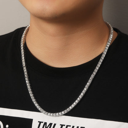 mens gold  Rhinestone Row Tennis Chain necklace