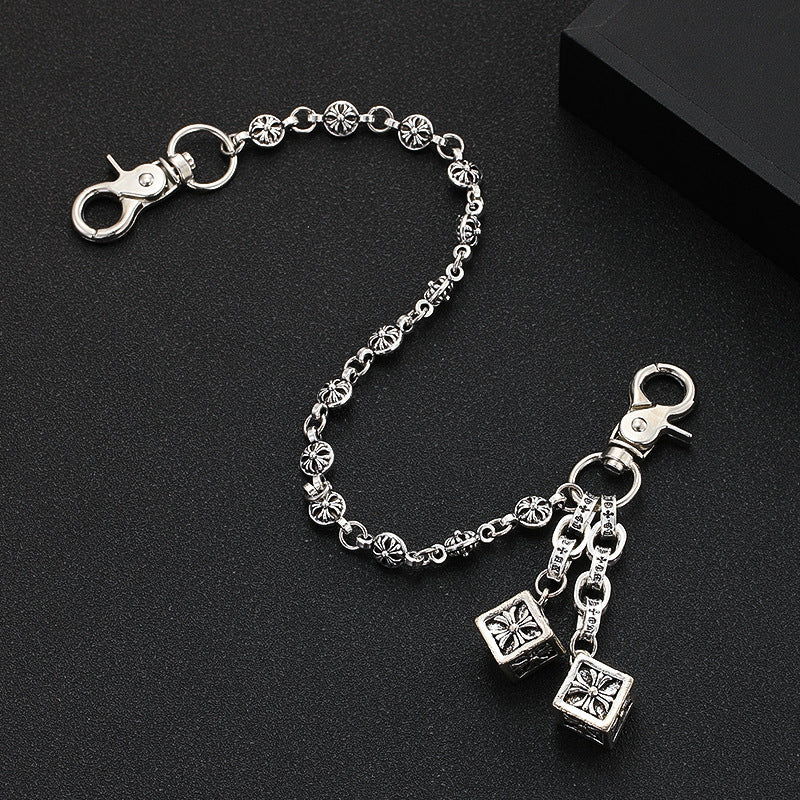 Retro cross flower ball bag chain