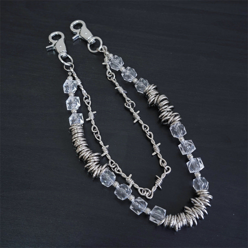 Retro fashion thorn shaped pearl bag chain