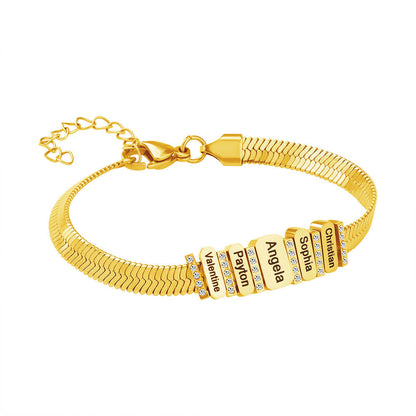 Flat snake bone chain diamond engraving bracelet