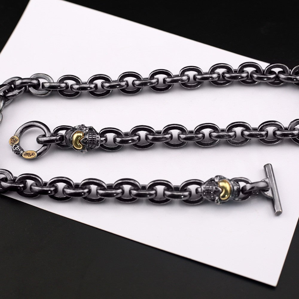 Black retro skull punk necklace