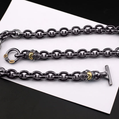 Black retro skull punk necklace