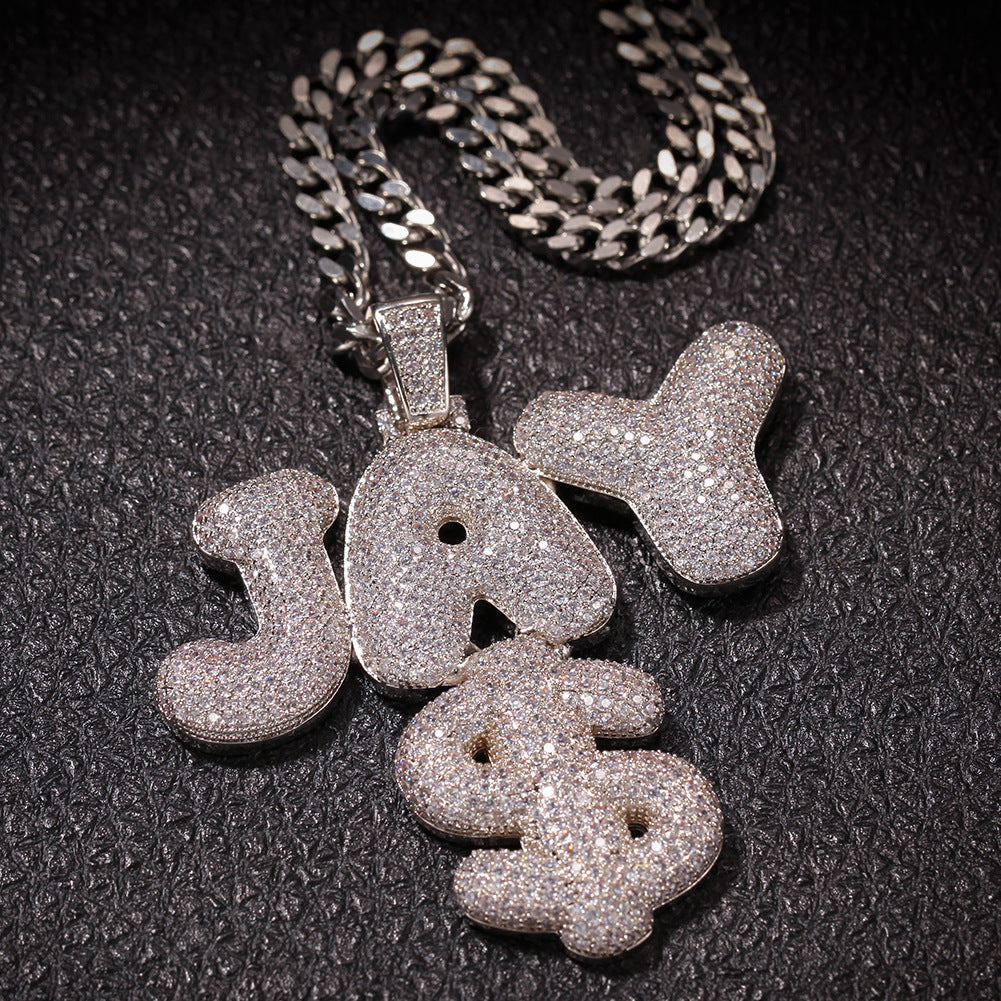 Hip-Hop Zircon English 26 Letters Micropaved Pendant