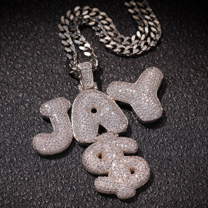 Hip-Hop Zircon English 26 Letters Micropaved Pendant