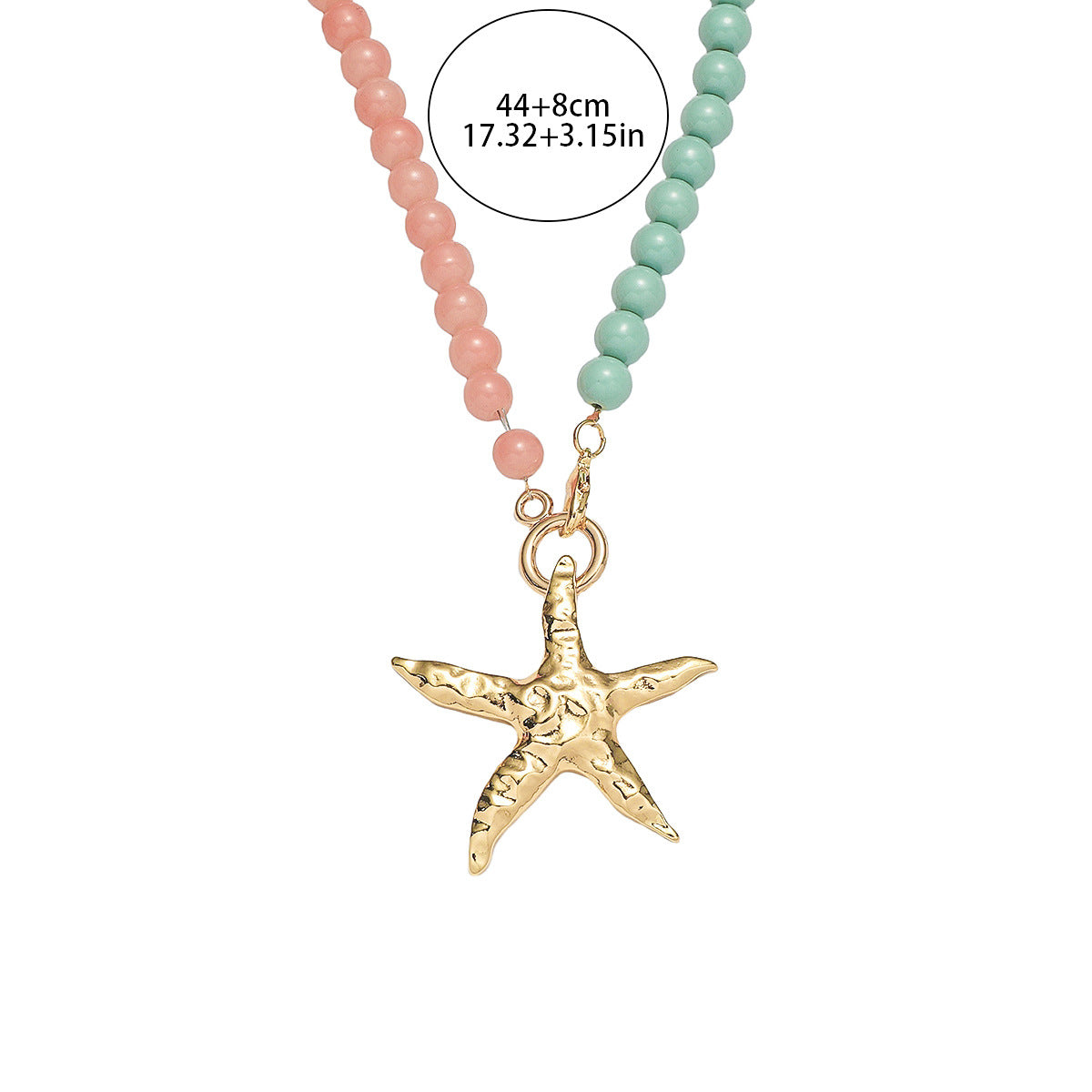 starfish necklace glass beaded red green necklace