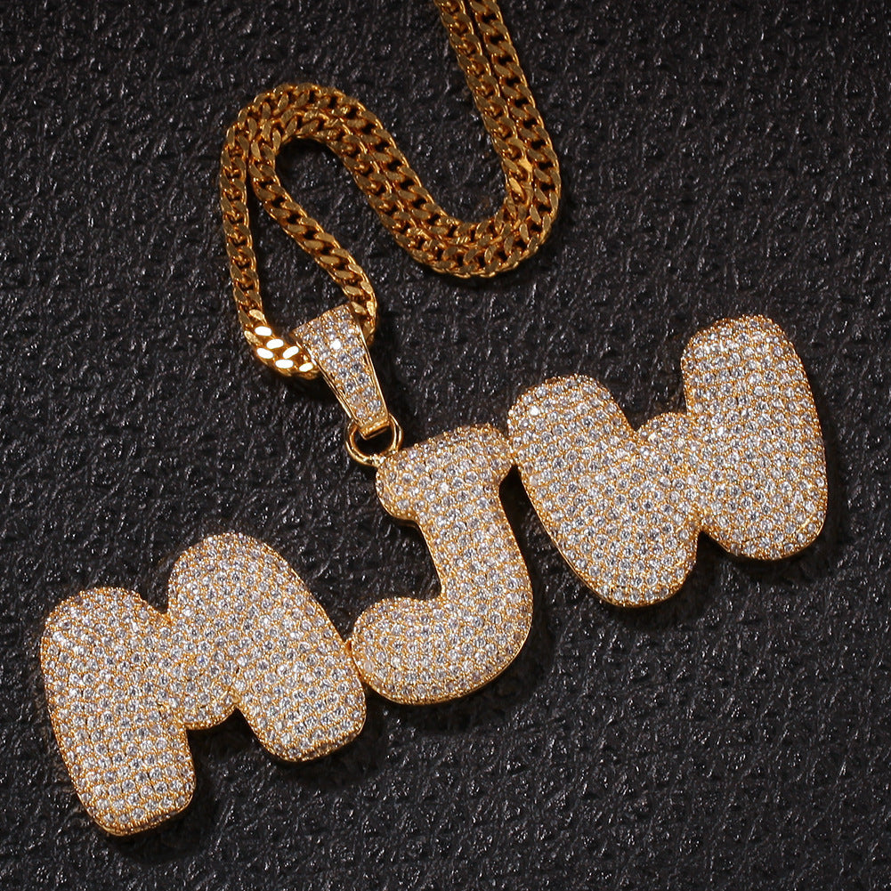 Hip-Hop Zircon English 26 Letters Micropaved Pendant