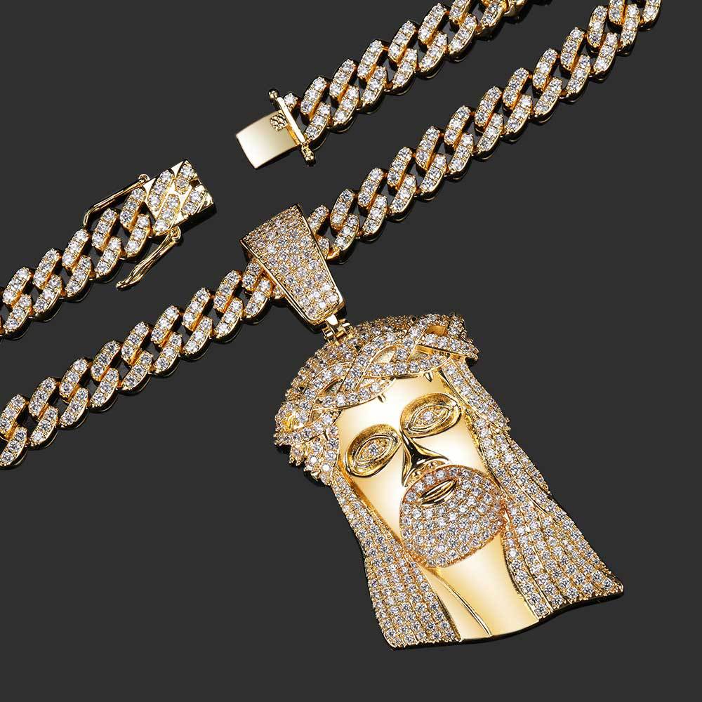 Micro Paved Zircon Jesus Head Hip Hop Men&