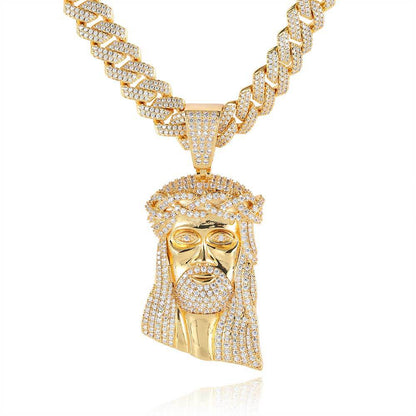 Micro Paved Zircon Jesus Head Hip Hop Men&