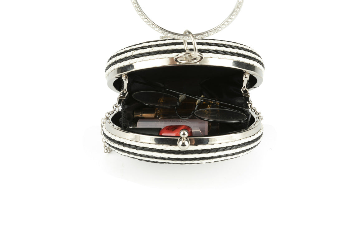 Round pure hand-woven crossbody clutch bag