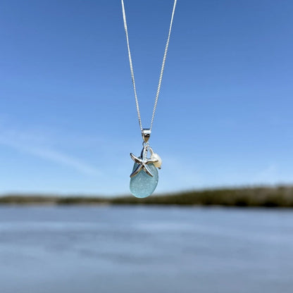starfish necklace stone chalcedony pearl necklace