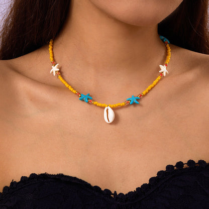 starfish necklace pearl multi-layer stacking necklace