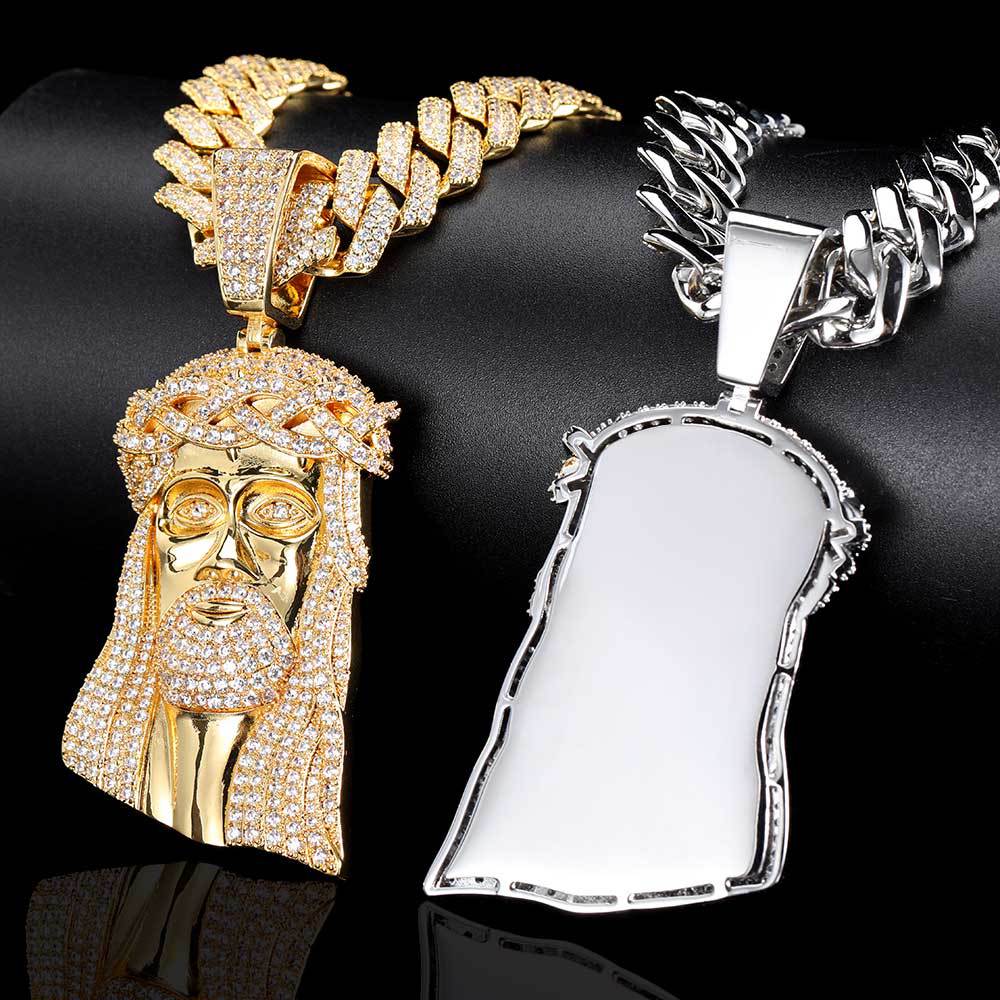 Micro Paved Zircon Jesus Head Hip Hop Men&
