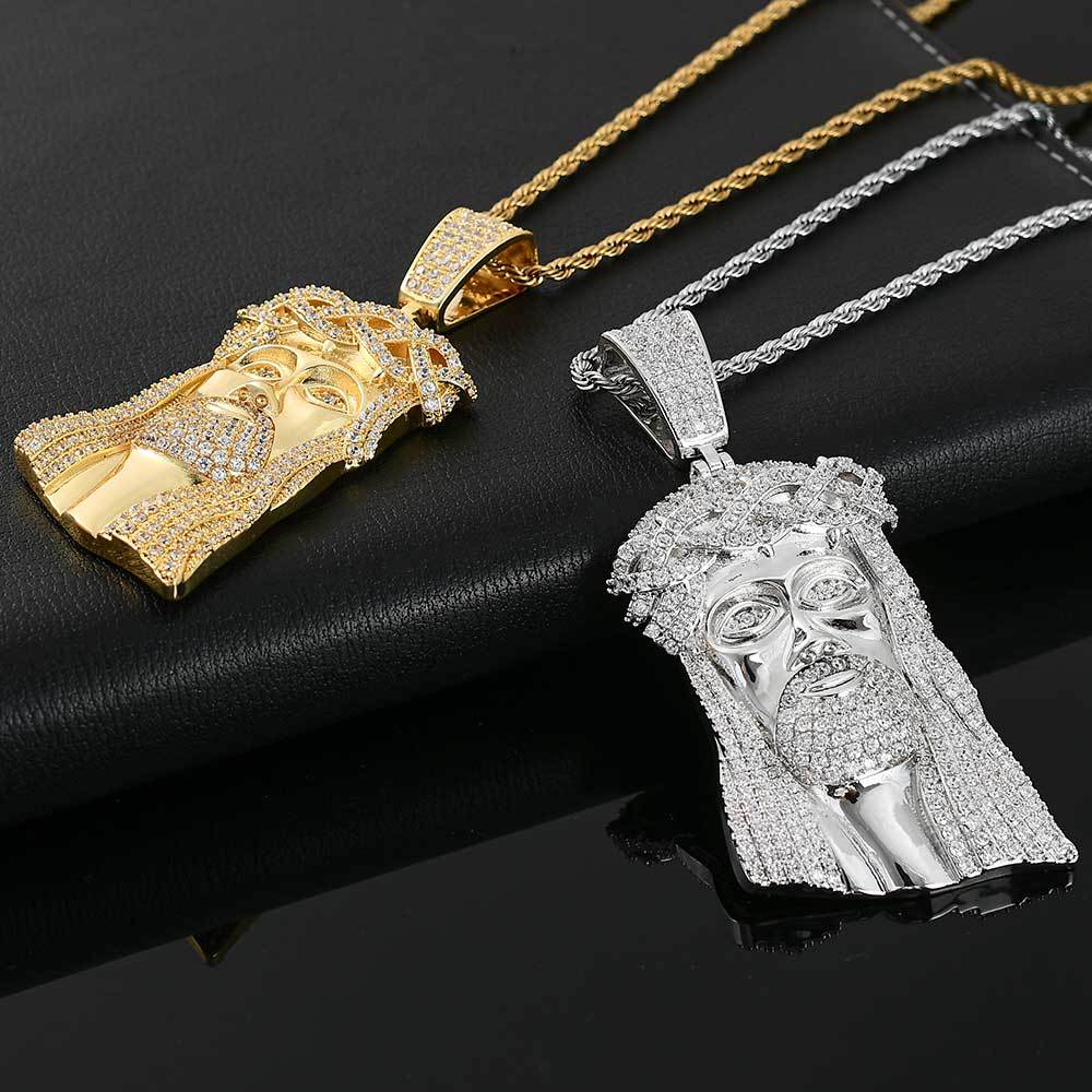 Micro Paved Zircon Jesus Head Hip Hop Men&