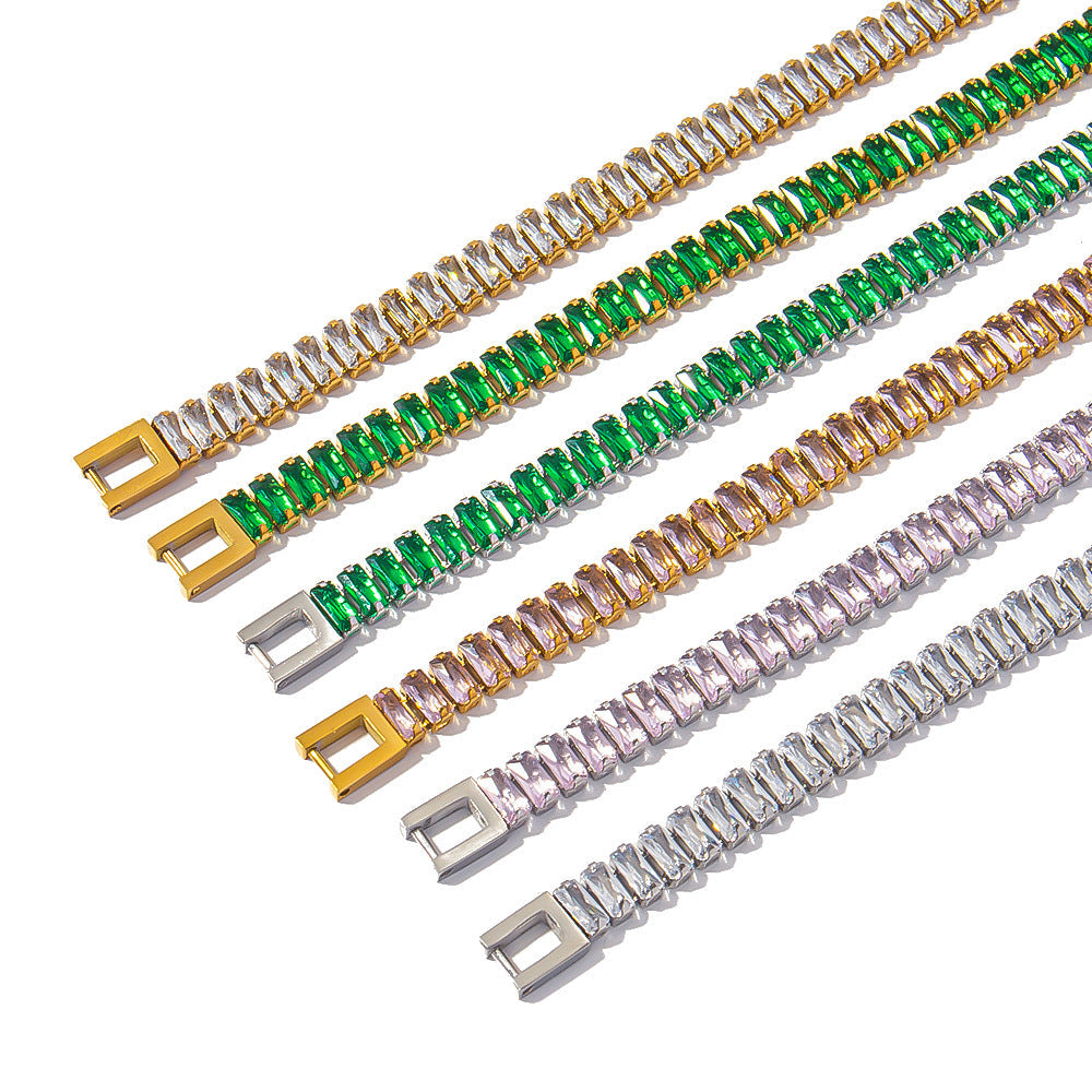 Stainless steel color zircon tennis chain
