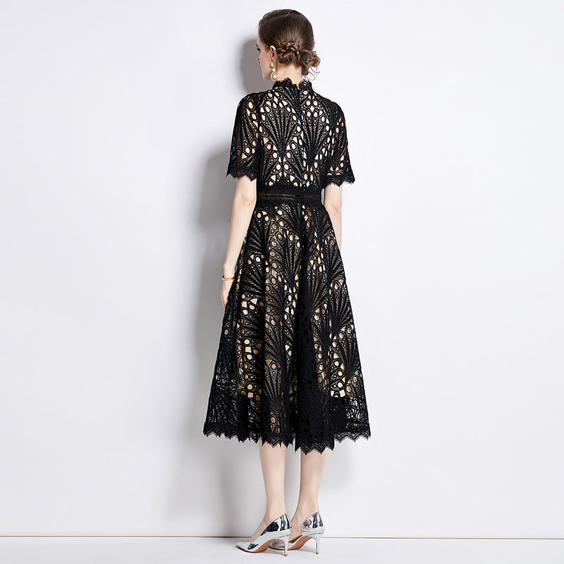 French lace round neck dress