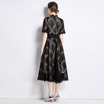 French lace round neck dress