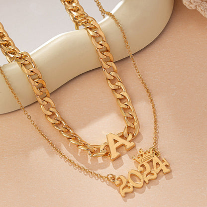 2024 number and letter two necklace set