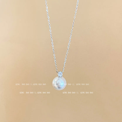 Titanium steel pearl clavicle necklace