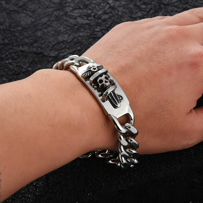 Pirates of the Caribbean skull dagger stainless steel bracelet