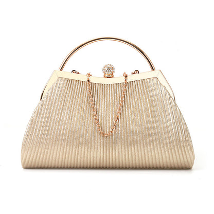 folded metal diamond-studded handbag wedding clutch bag