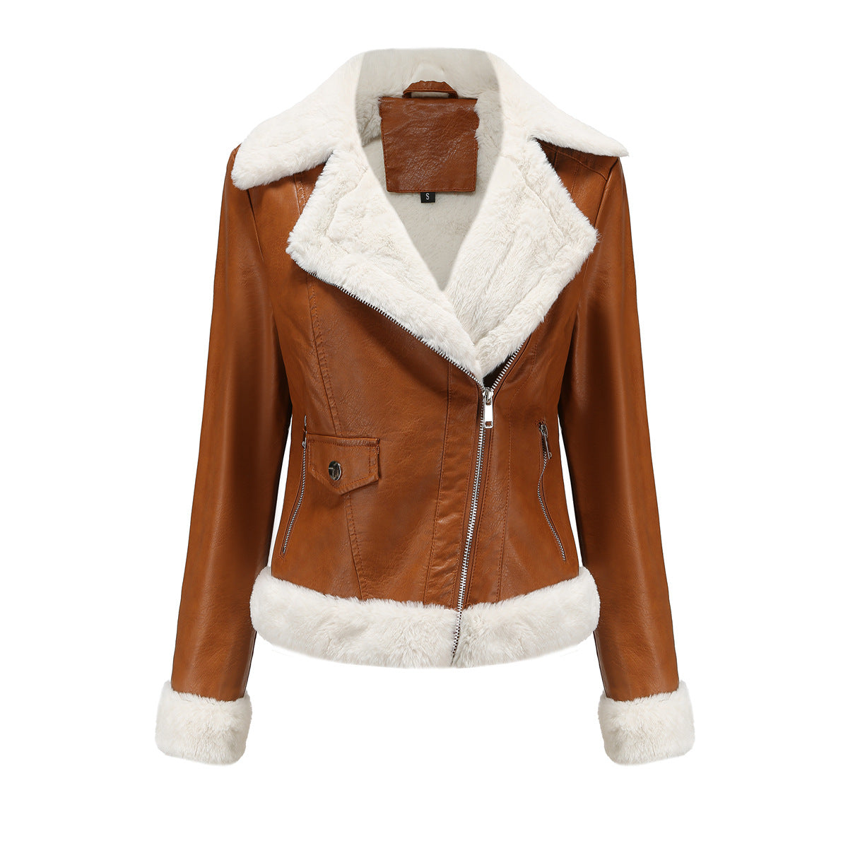 Autumn and winter fleece leather women&