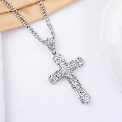 Diamond Vintage Cross Pendant Hip Hop Necklace
