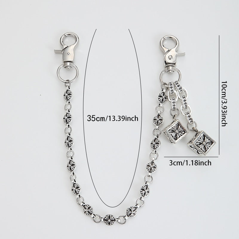 Retro cross flower ball bag chain