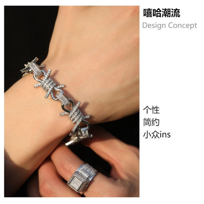 Wire chain diamond thorn necklace bracelet