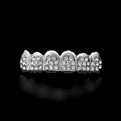 Hip-hop diamond-encrusted and gold-plated teeth grillz