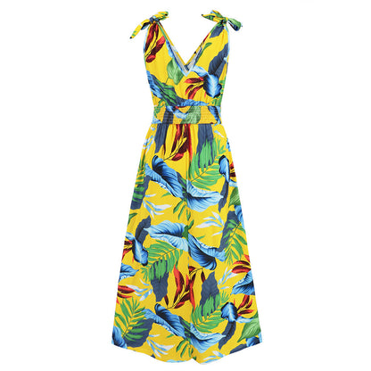 Hawaiian Beach Dress Summer Print Long Skirt Women&
