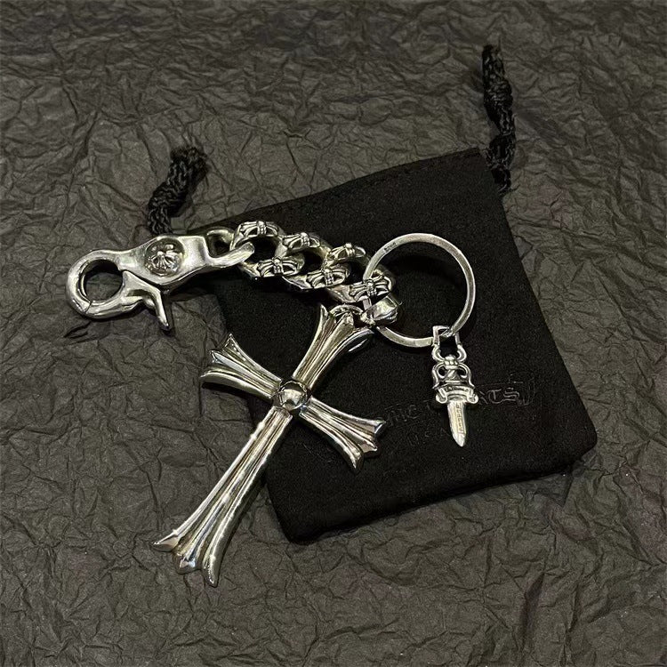 Retro cross sword keychain