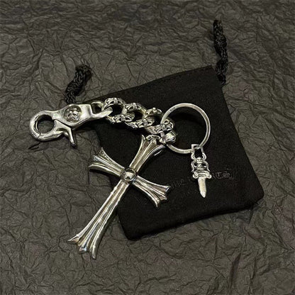 Retro cross sword keychain