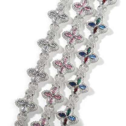 Hip-hop zircon colored infinite four-leaf clover bracelet
