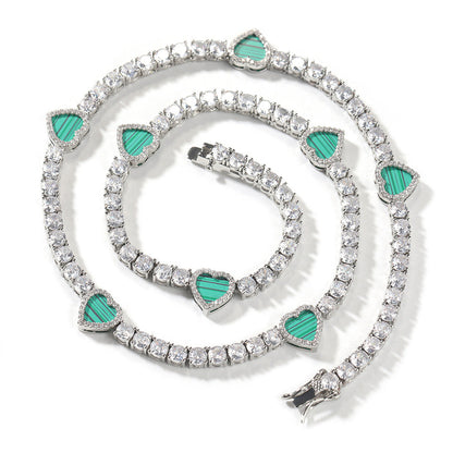 Colorful love tennis chain high-end zircon necklace bracelet