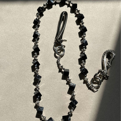Black smudged dark style pure handmade design trouser chain