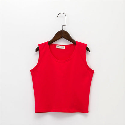 Bottoming sleeveless suspender sports midriff-baring vest