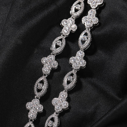mens gold chain Diamond eye cross necklace