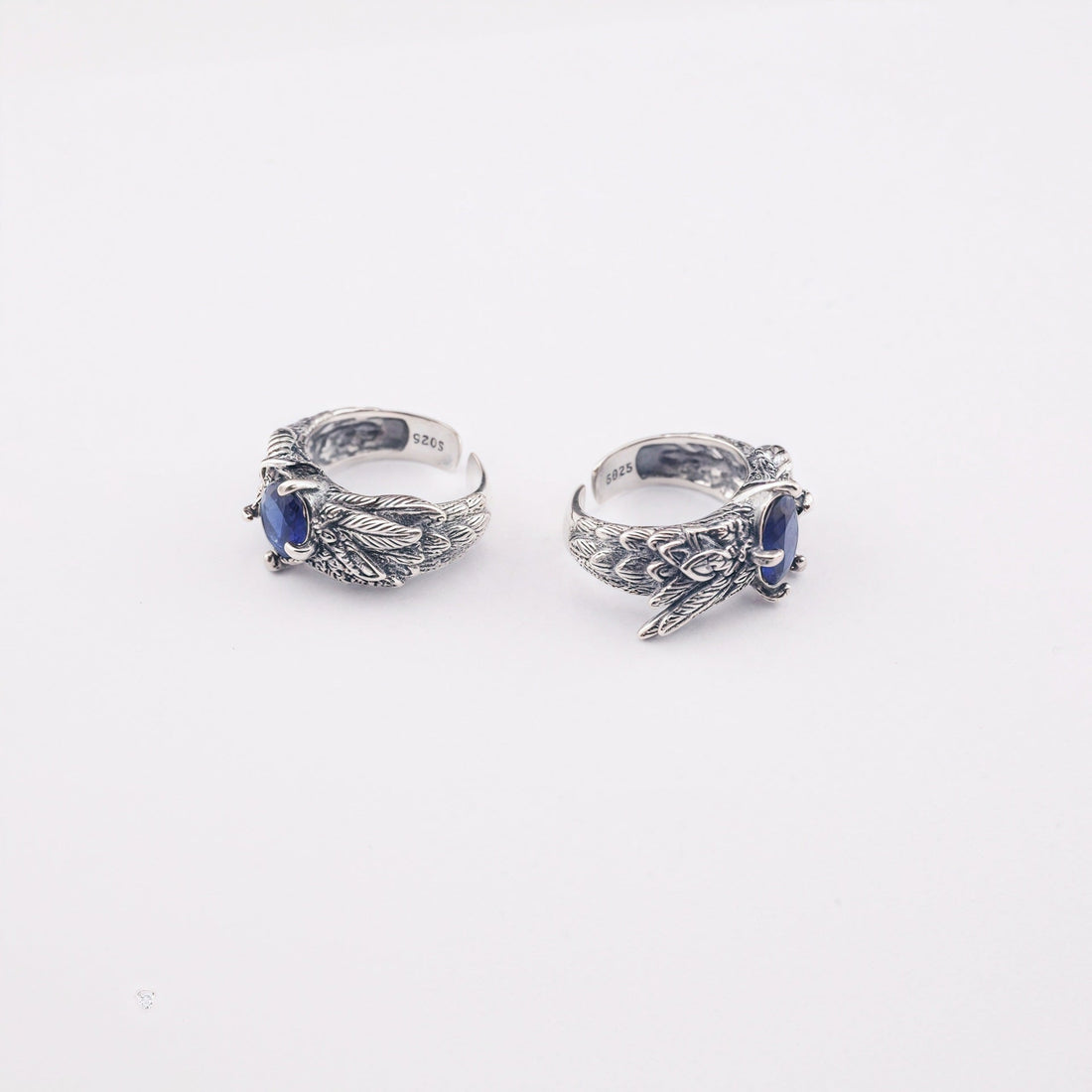 Retro feather sapphire open ring