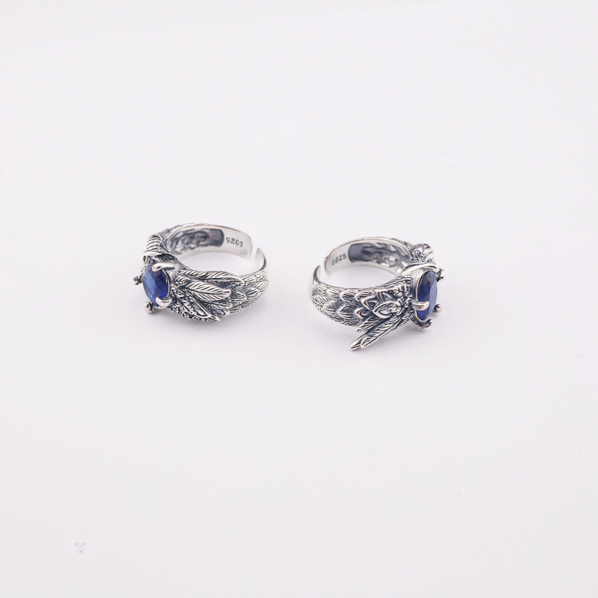 Retro feather sapphire open ring