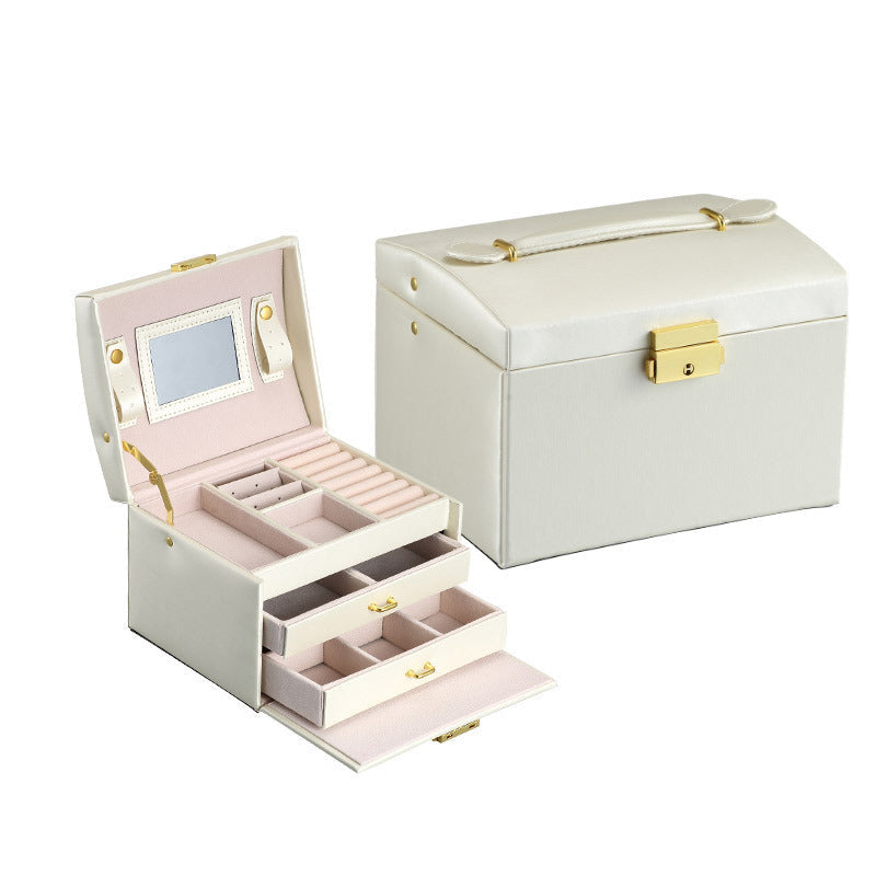PU leather dustproof large capacity drawer jewelry box