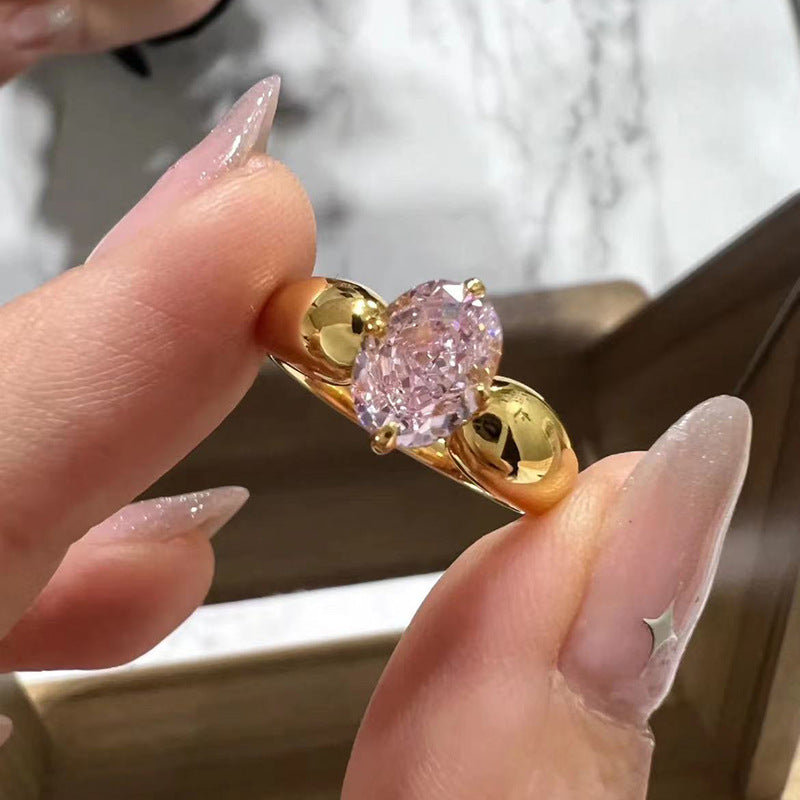 925 silver pink diamond ring