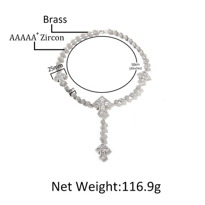 moissanite chain round bead cross necklace