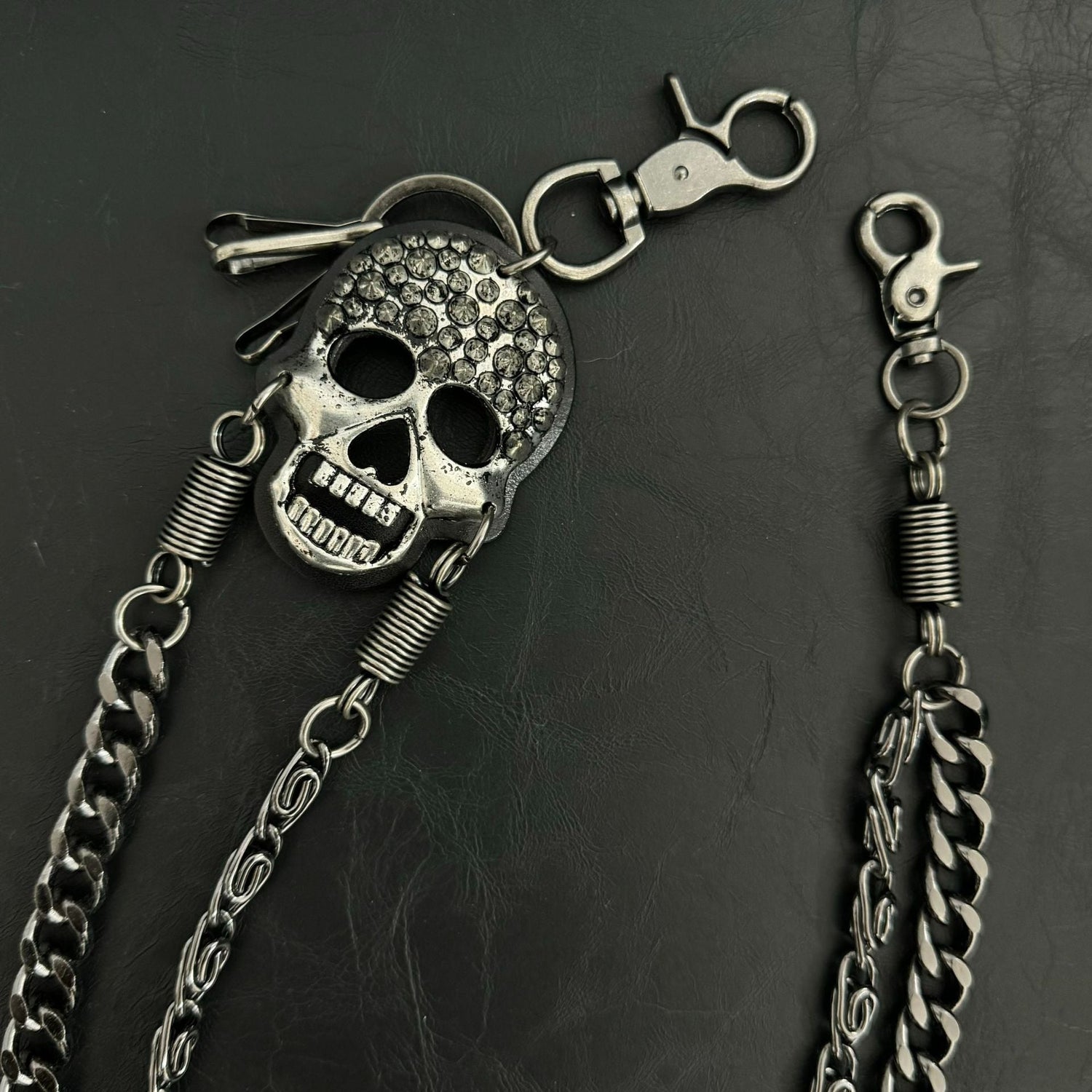 Pirate ghost head punk metal spike double-layer waist chain