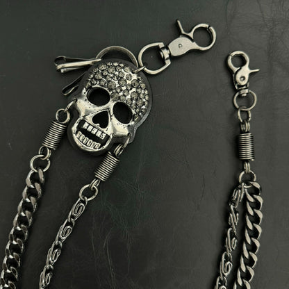 Pirate ghost head punk metal spike double-layer waist chain